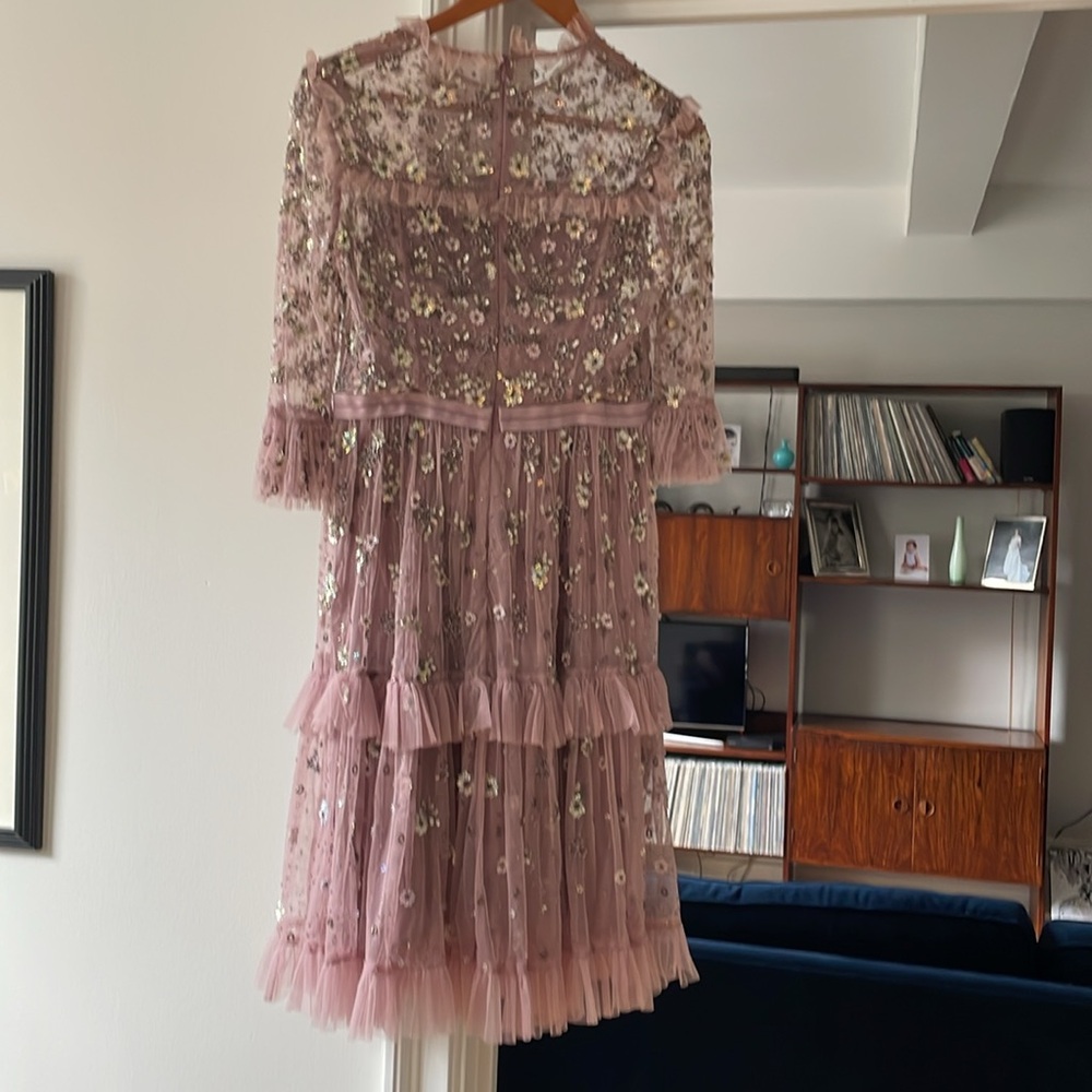NWT Needle & Thread Pink Embellished Midi Dress - Picture 3 of 11